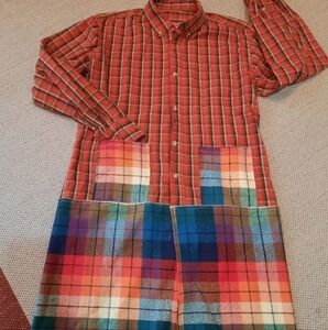 Orange Flannel Plaid Duster Coat Shacket S Upcycled Original